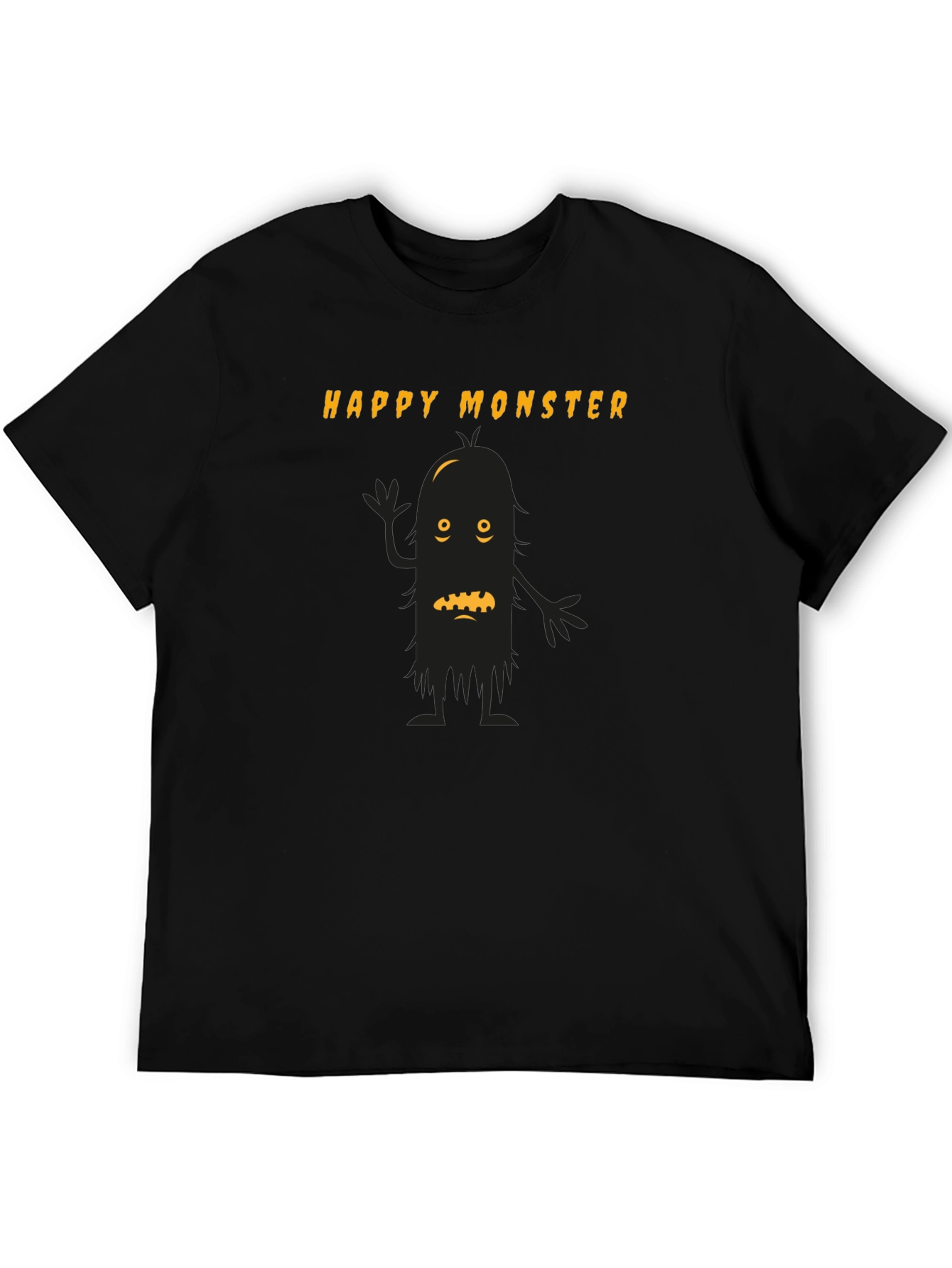 Happy Monster Graphic Tee - Black Cotton T-Shirt