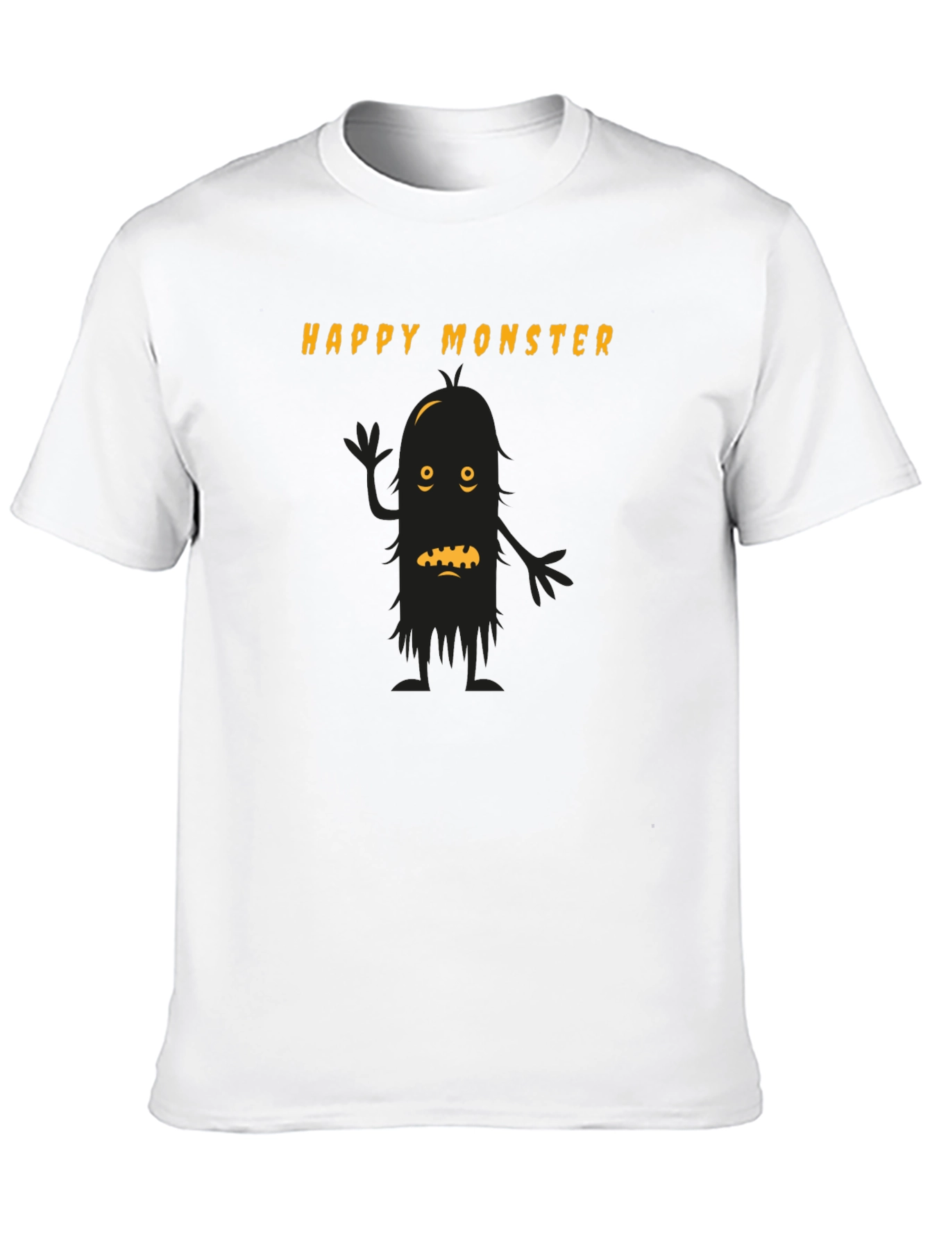 Happy Monster Graphic Tee - Black Cotton T-Shirt