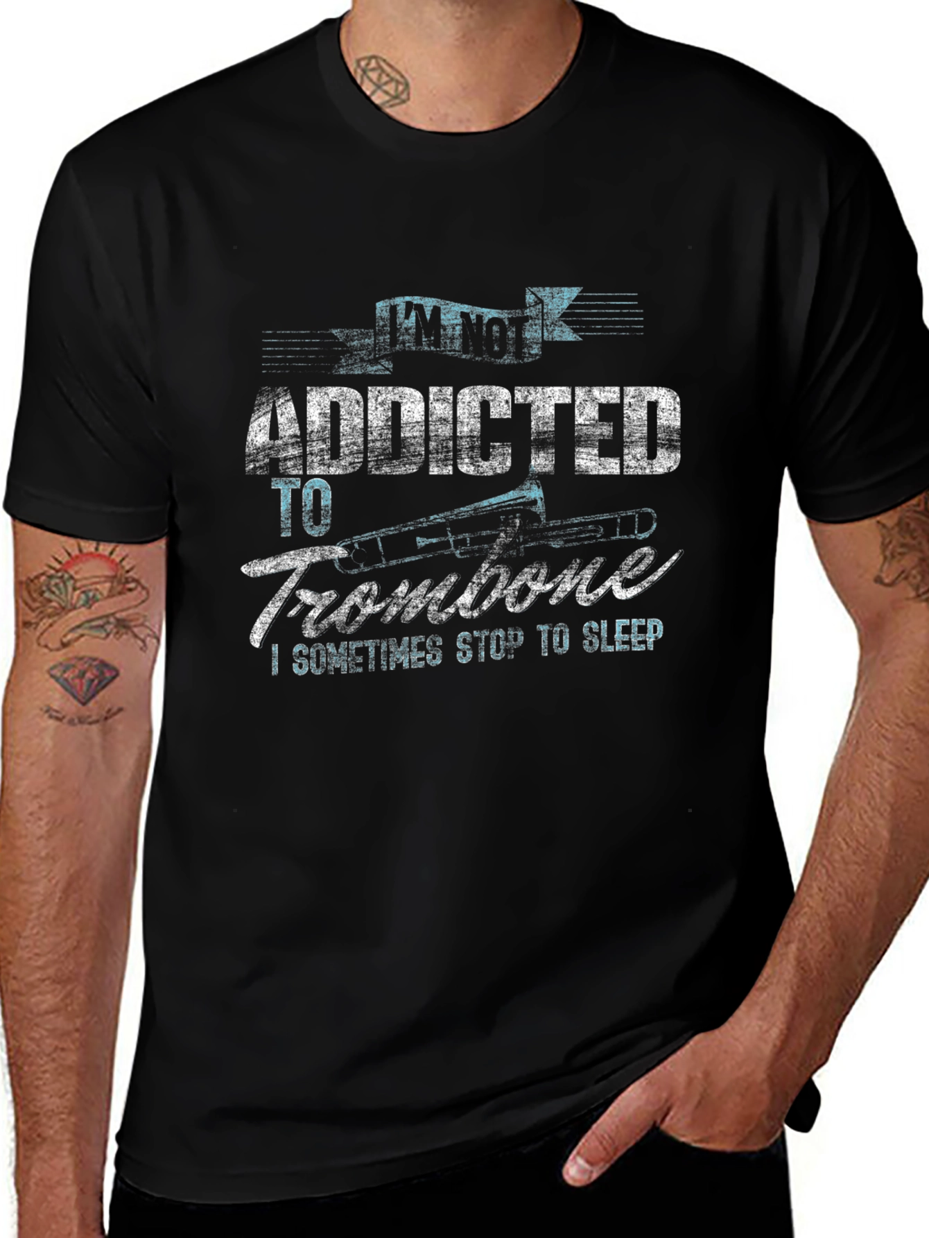Addicted to Trombone Black Graphic Tee