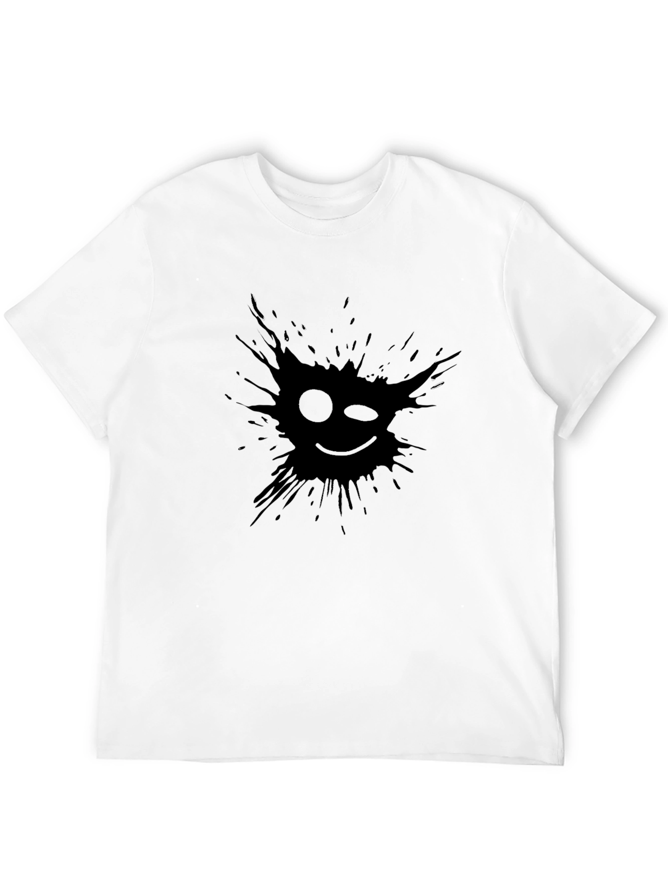 Mens Black Graphic Tee - Winking Smiley Face