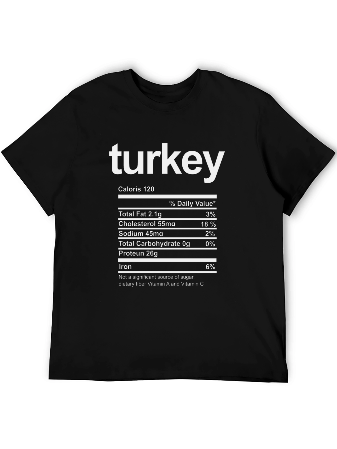 Turkey Nutrition Facts Black T-Shirt