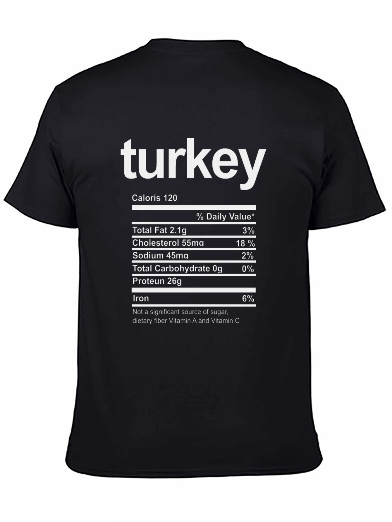 Turkey Nutrition Facts Black T-Shirt