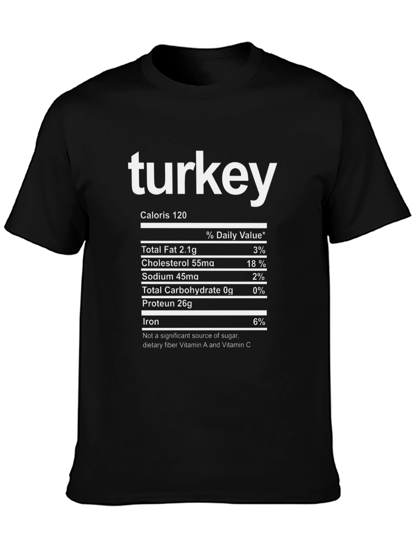 Turkey Nutrition Facts Black T-Shirt