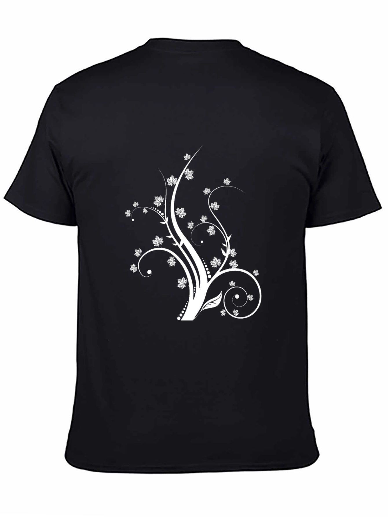 Stylish Black Tee with Floral Design