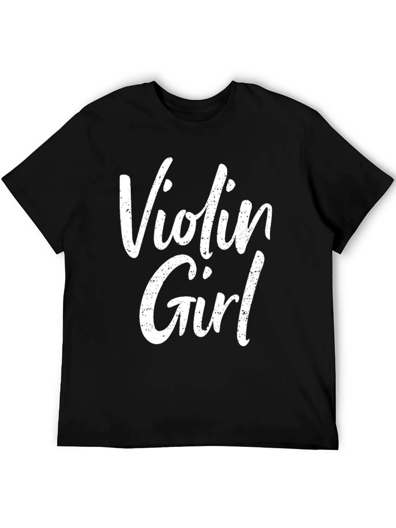 Violin Girl Graphic Tee - Black Cotton T-Shirt
