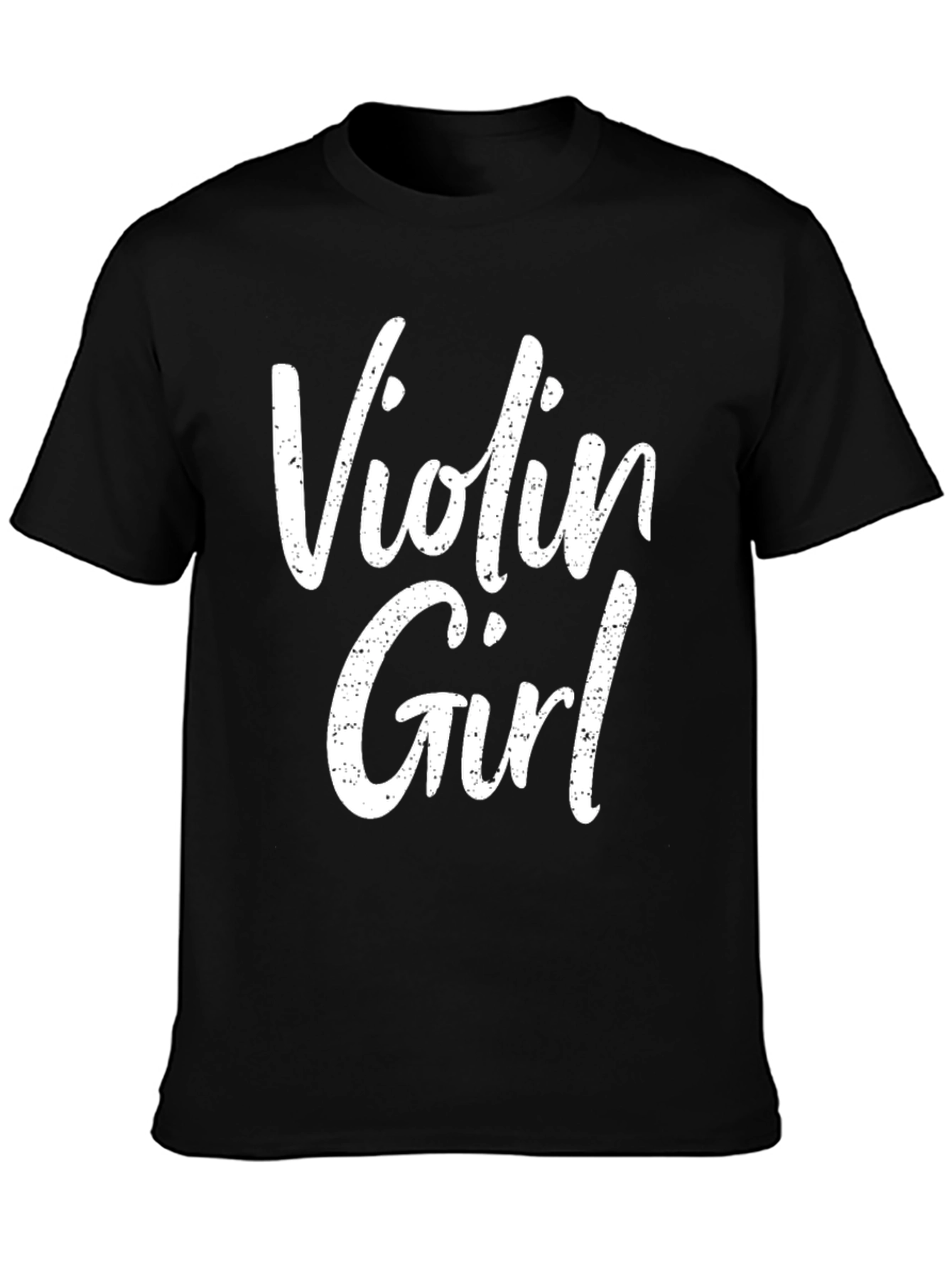 Violin Girl Graphic Tee - Black Cotton T-Shirt