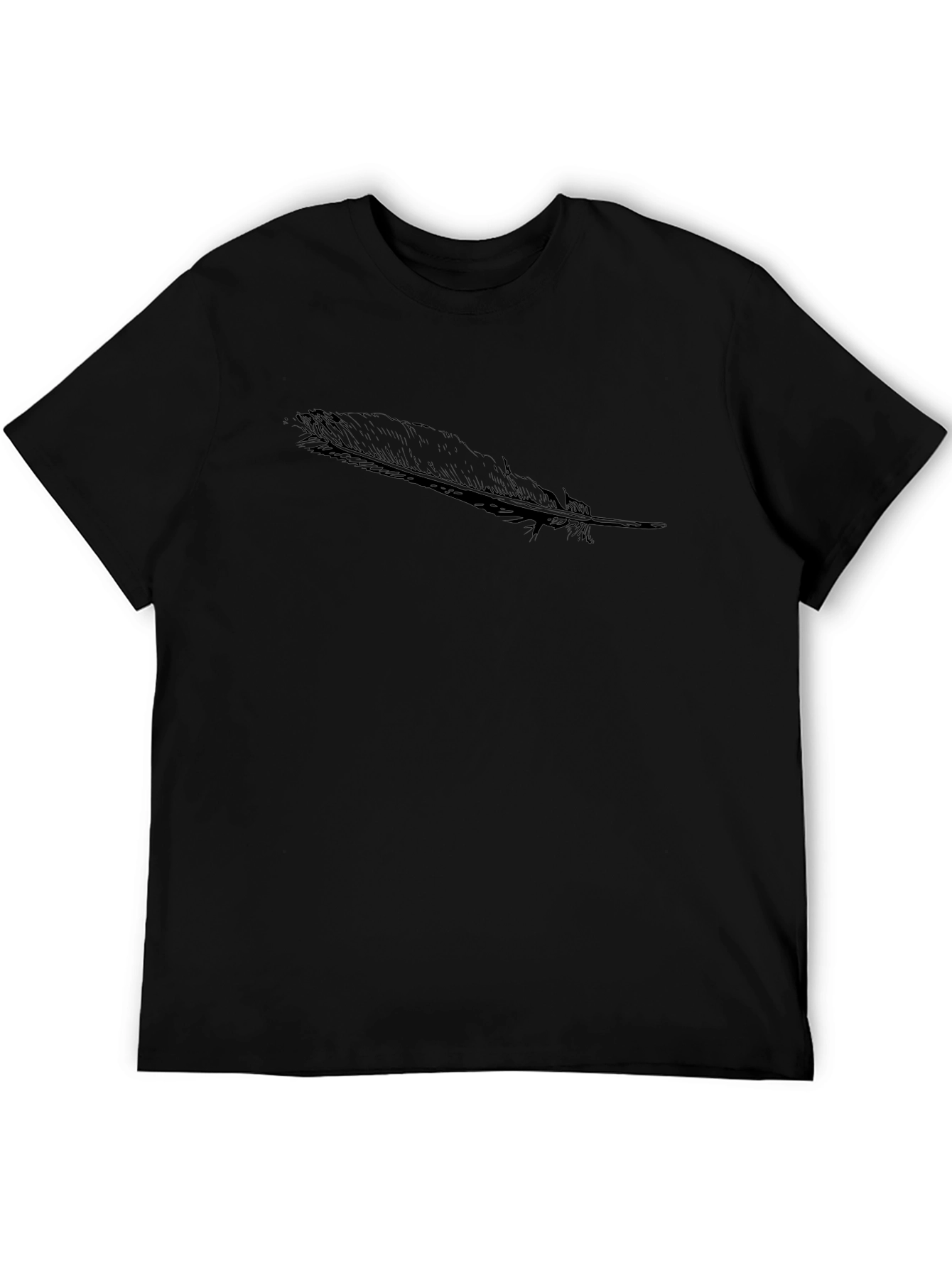 Black Feather Print T-Shirt