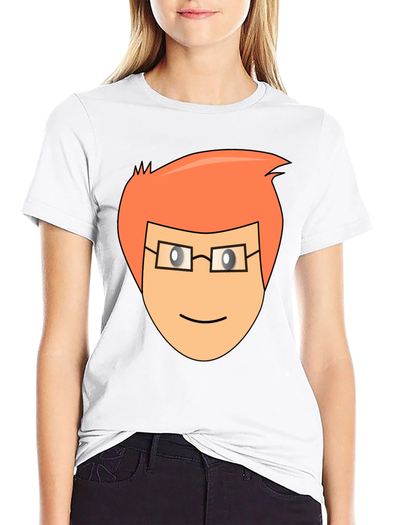 Cartoon Face Graphic Tee - Black Casual T-Shirt