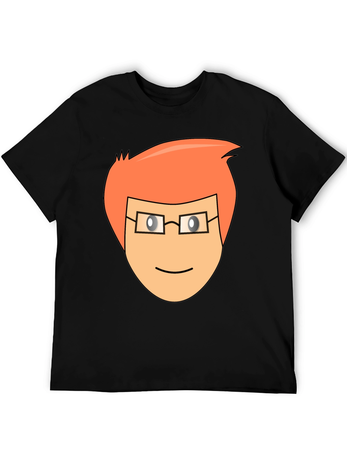 Cartoon Face Graphic Tee - Black Casual T-Shirt
