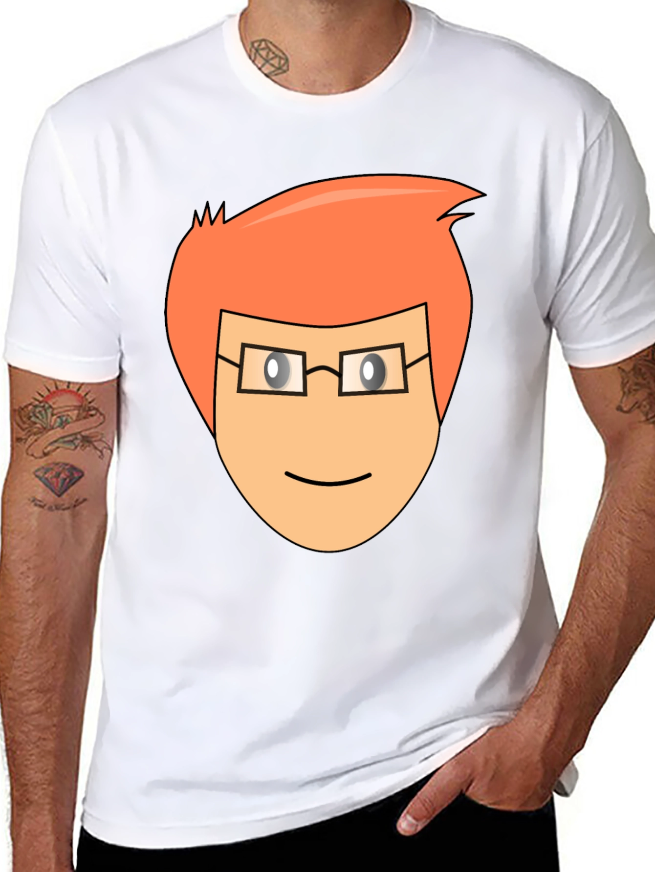 Cartoon Face Graphic Tee - Black Casual T-Shirt