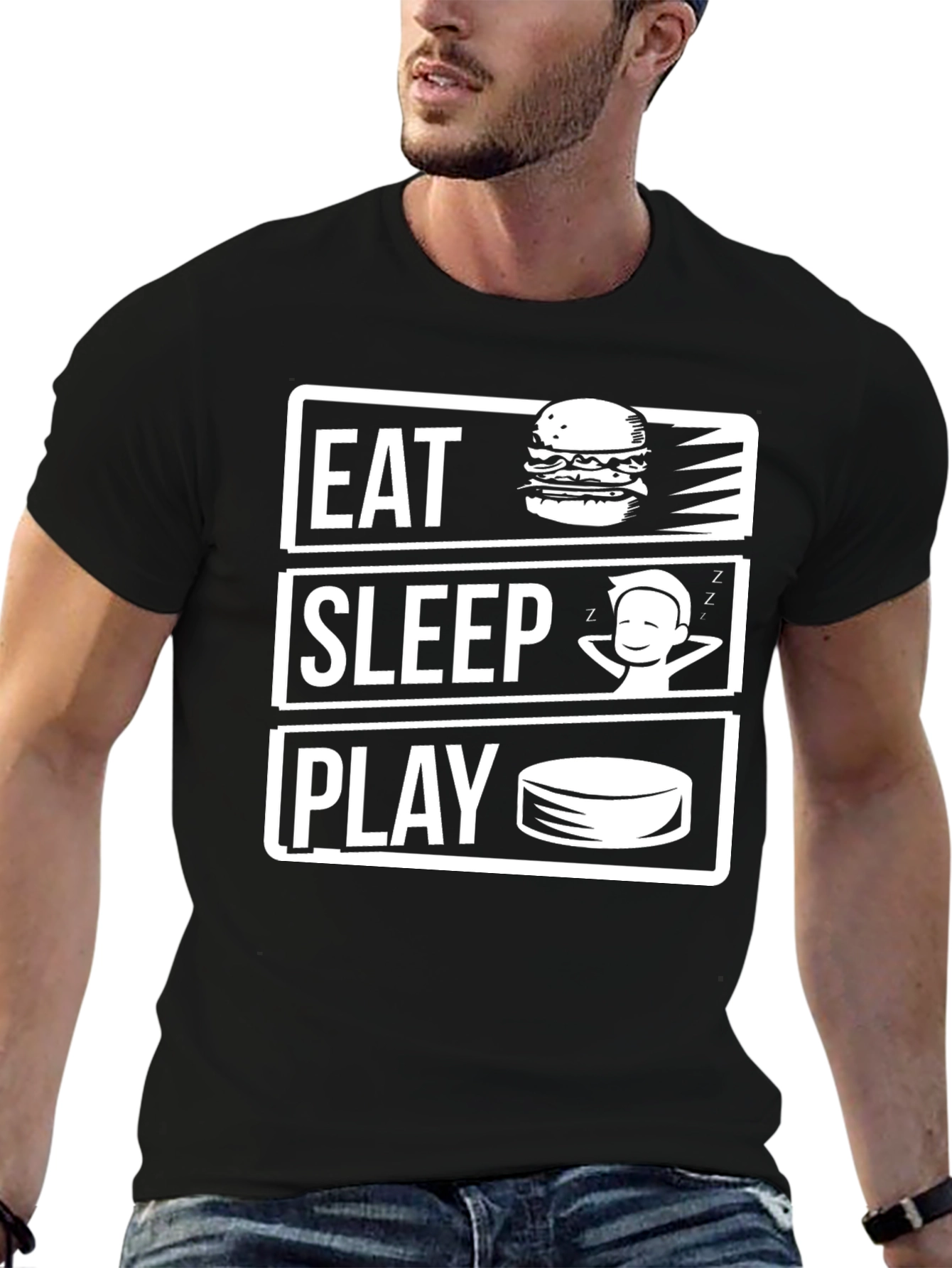 Eat Sleep Play Black Graphic Tee