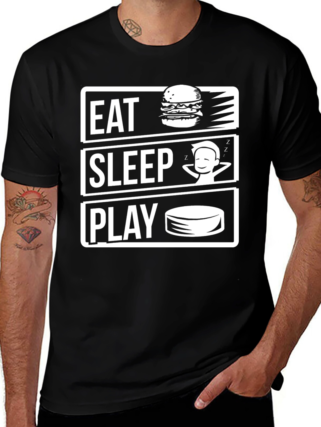 Eat Sleep Play Black Graphic Tee