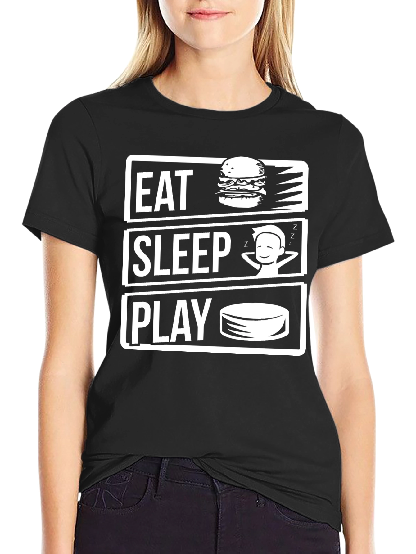 Eat Sleep Play Black Graphic Tee