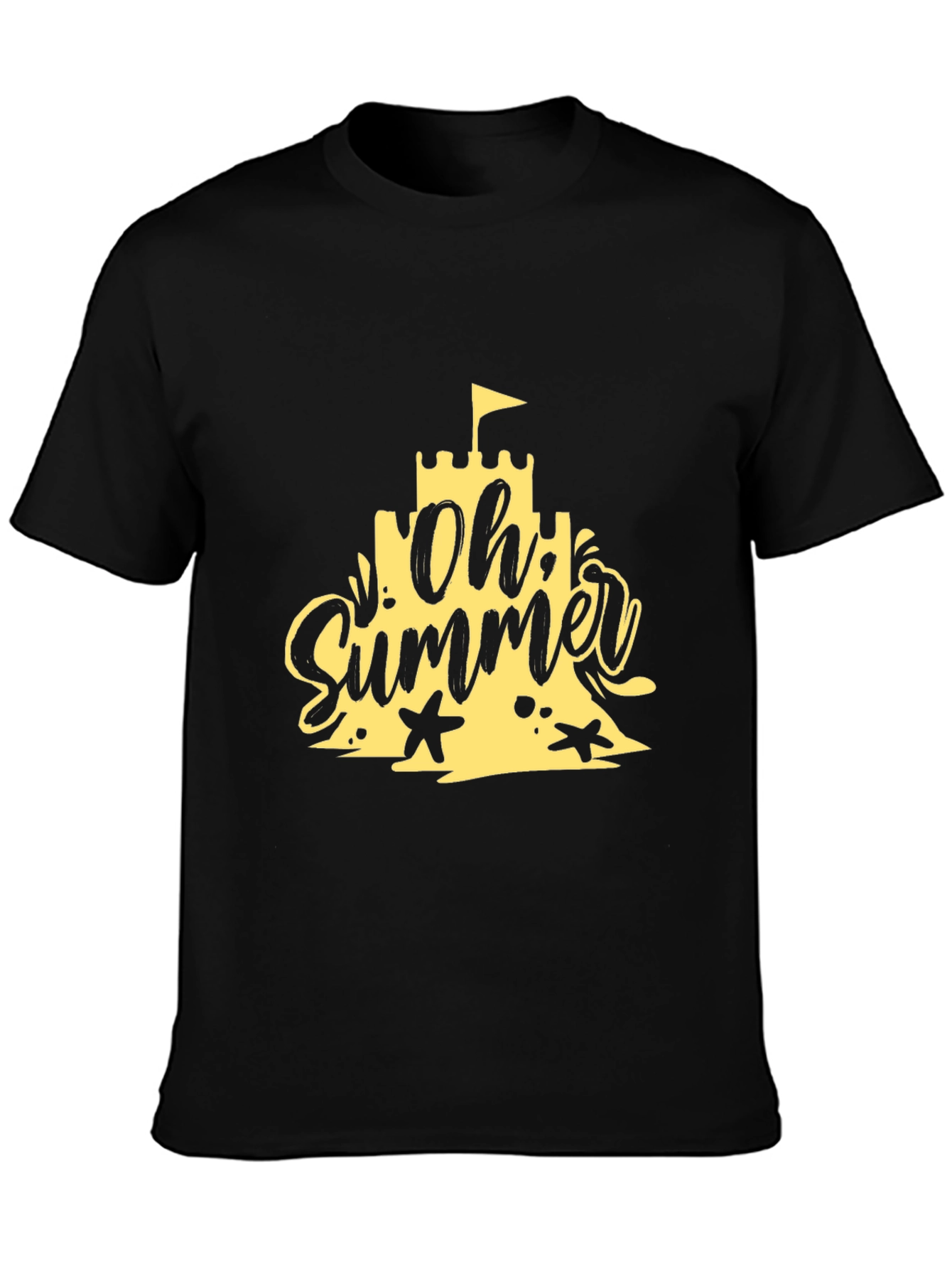 Oh Summer Black T-Shirt - Beach Vibes