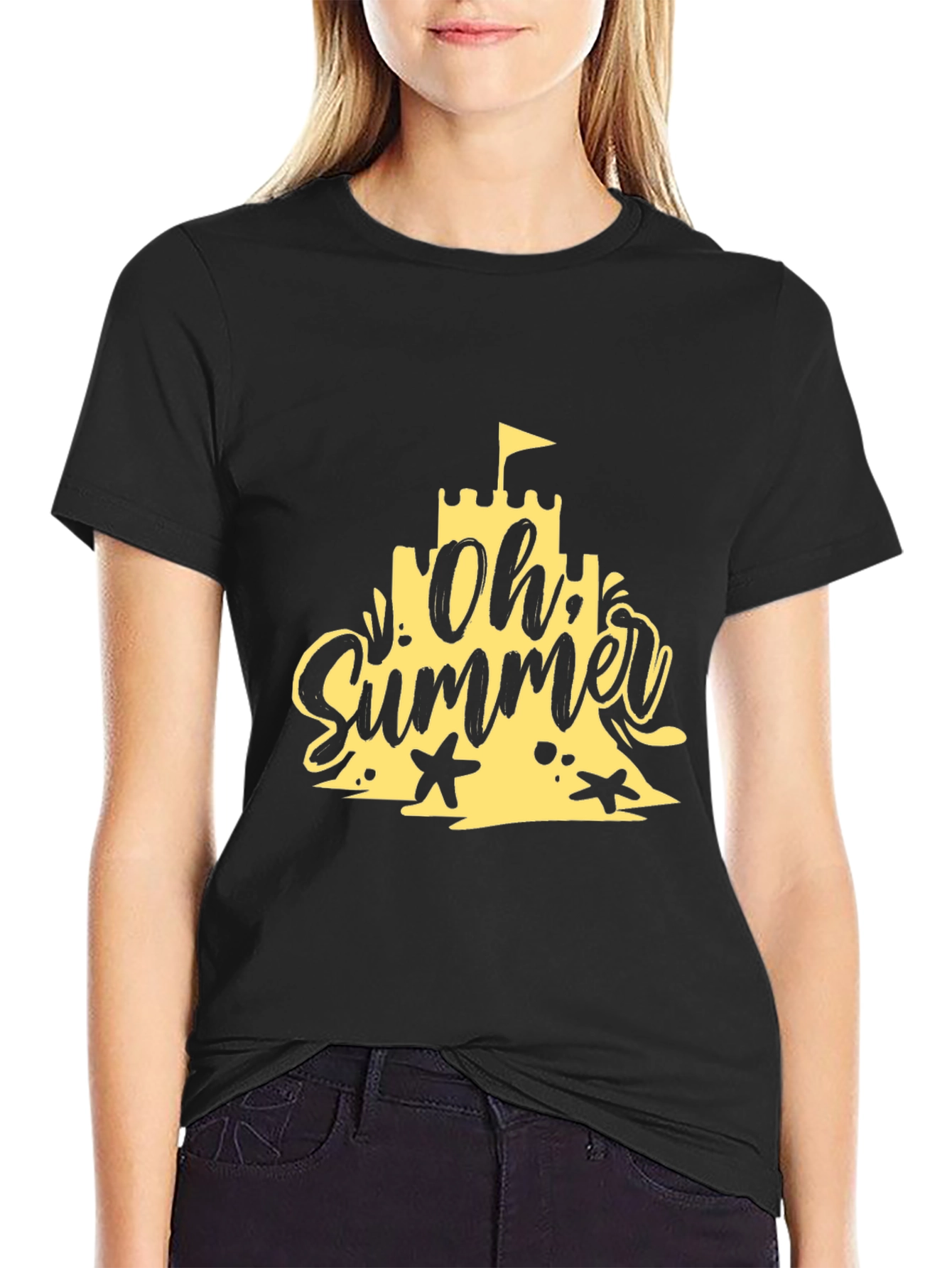 Oh Summer Black T-Shirt - Beach Vibes