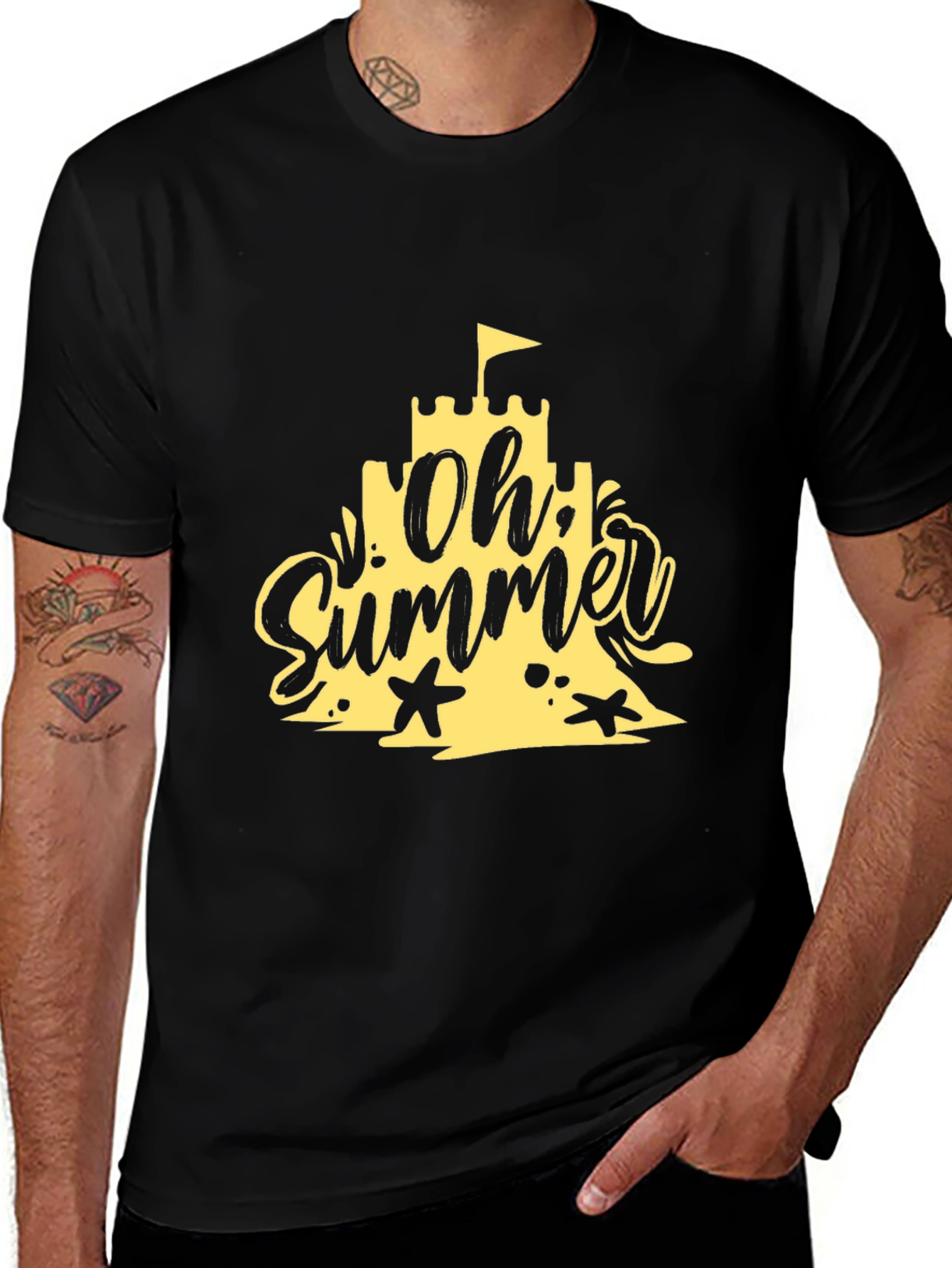 Oh Summer Black T-Shirt - Beach Vibes