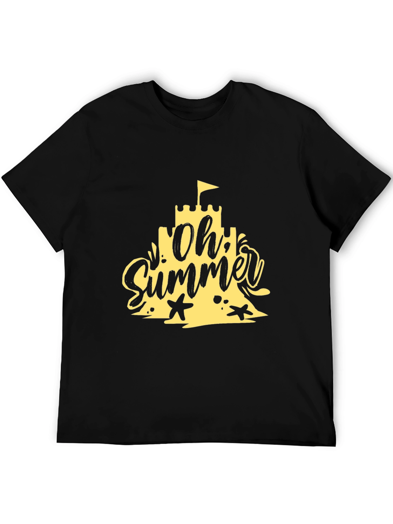 Oh Summer Black T-Shirt - Beach Vibes