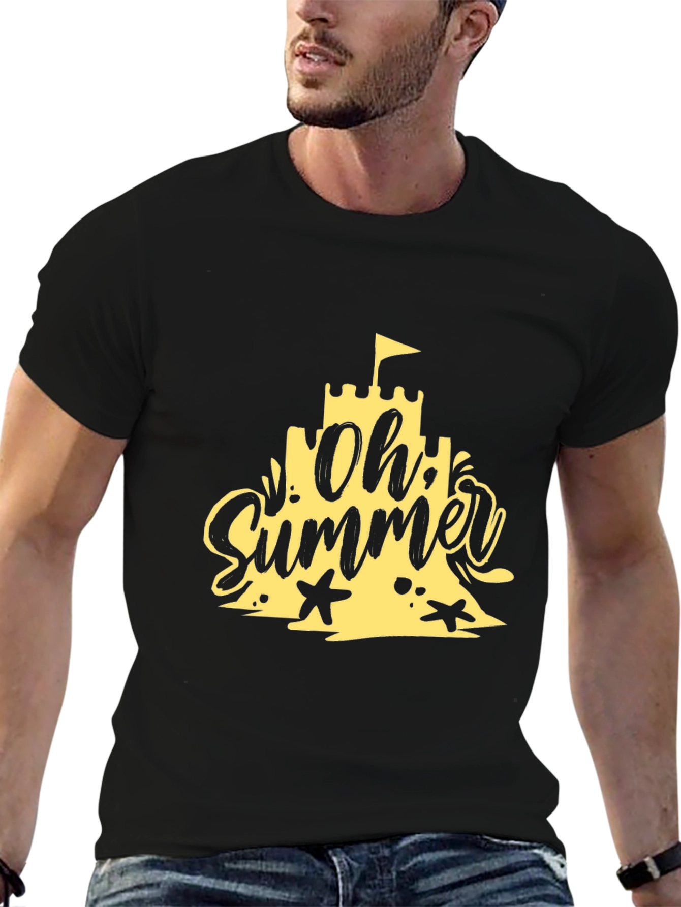 Oh Summer Black T-Shirt - Beach Vibes