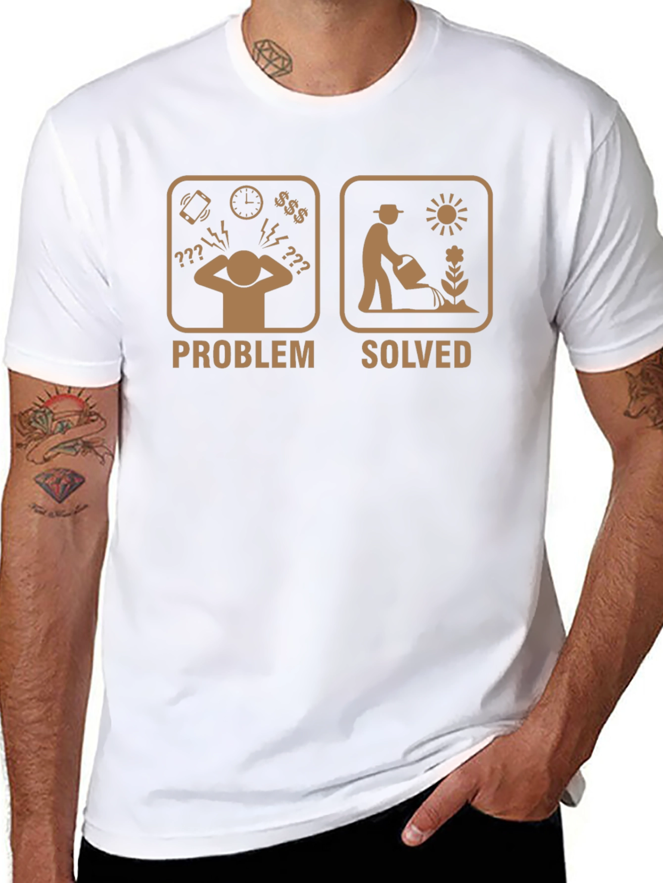 Gardening Problem Solved T-Shirt - Mens Funny Gardener Tee