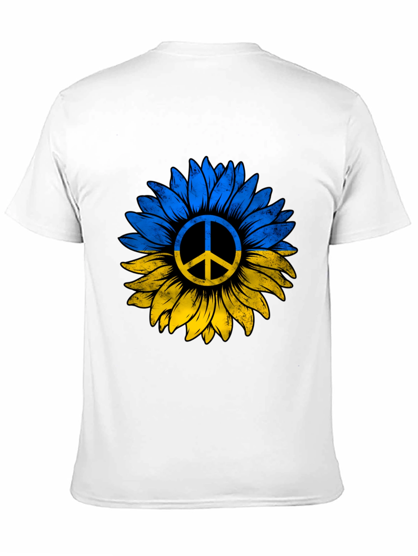 Ukraine Sunflower Peace Sign Black T-Shirt