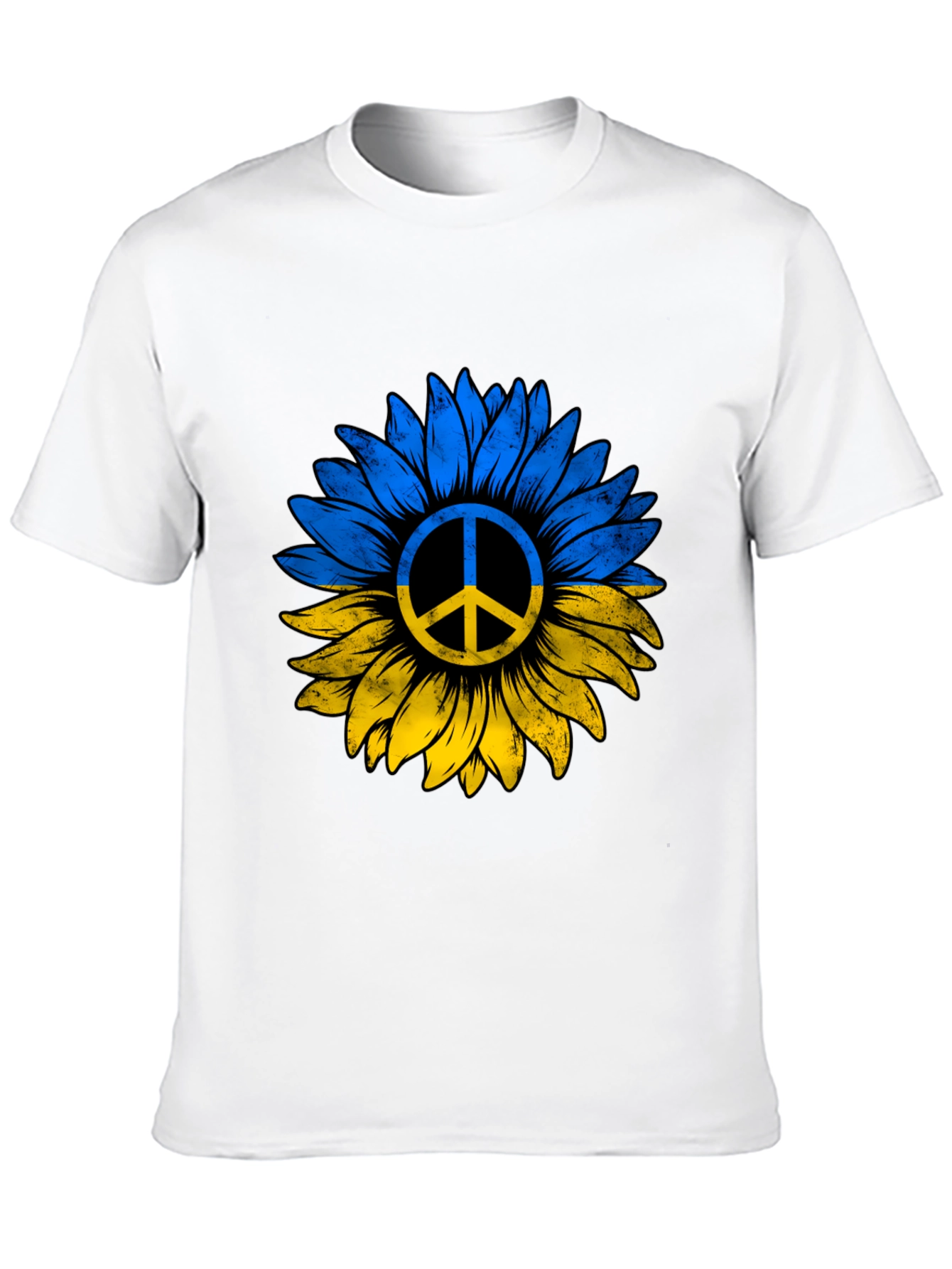 Ukraine Sunflower Peace Sign Black T-Shirt