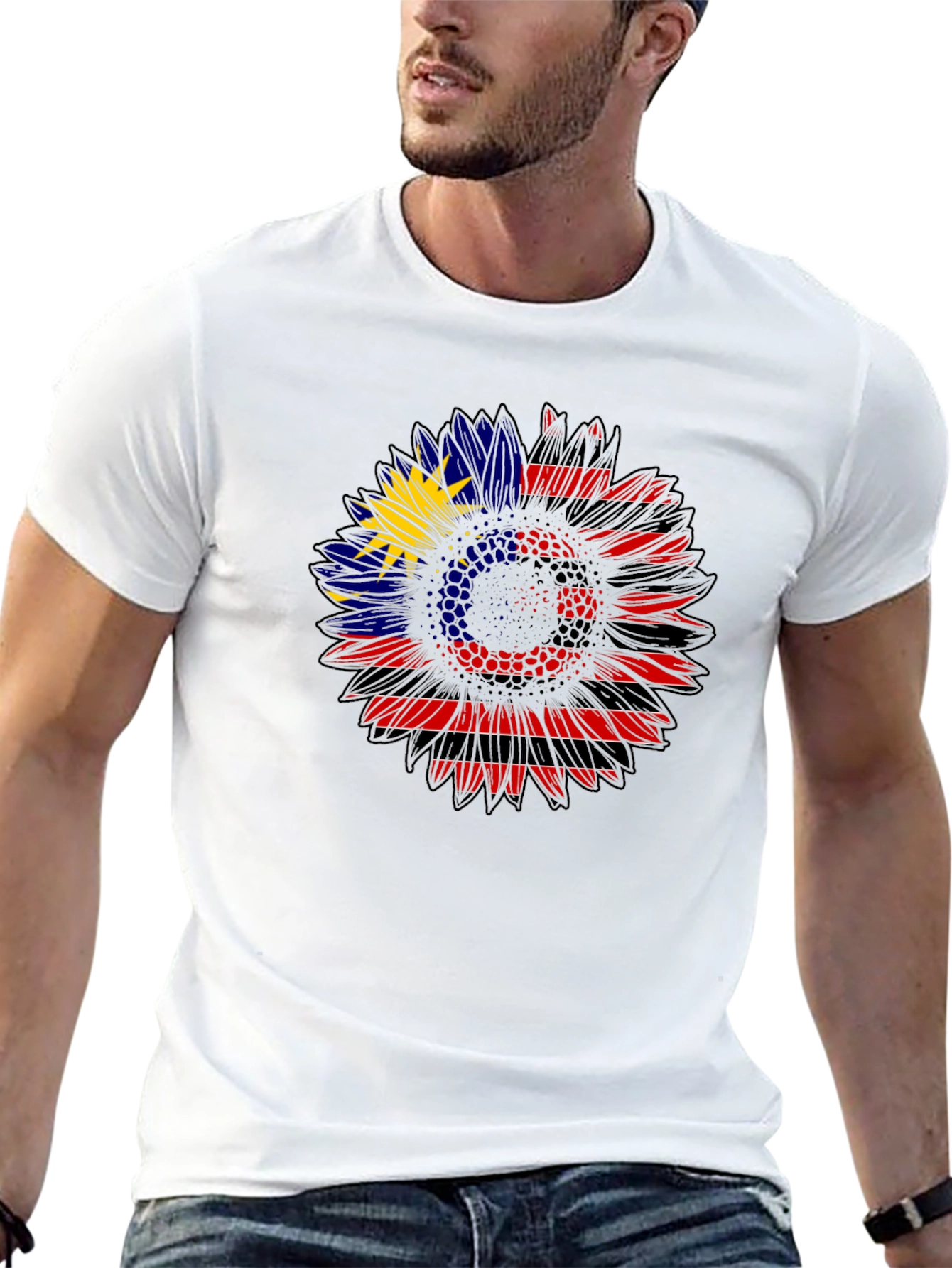 Sunflower Malaysian Flag Graphic Tee - Black