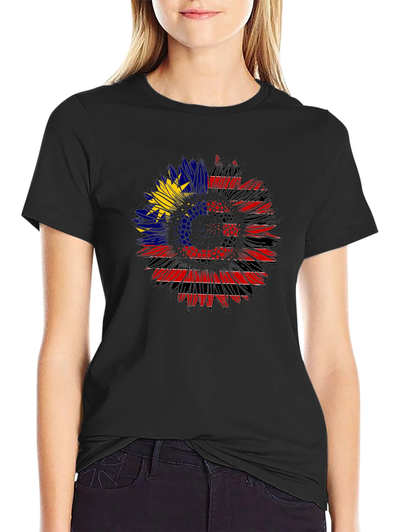 Sunflower Malaysian Flag Graphic Tee - Black