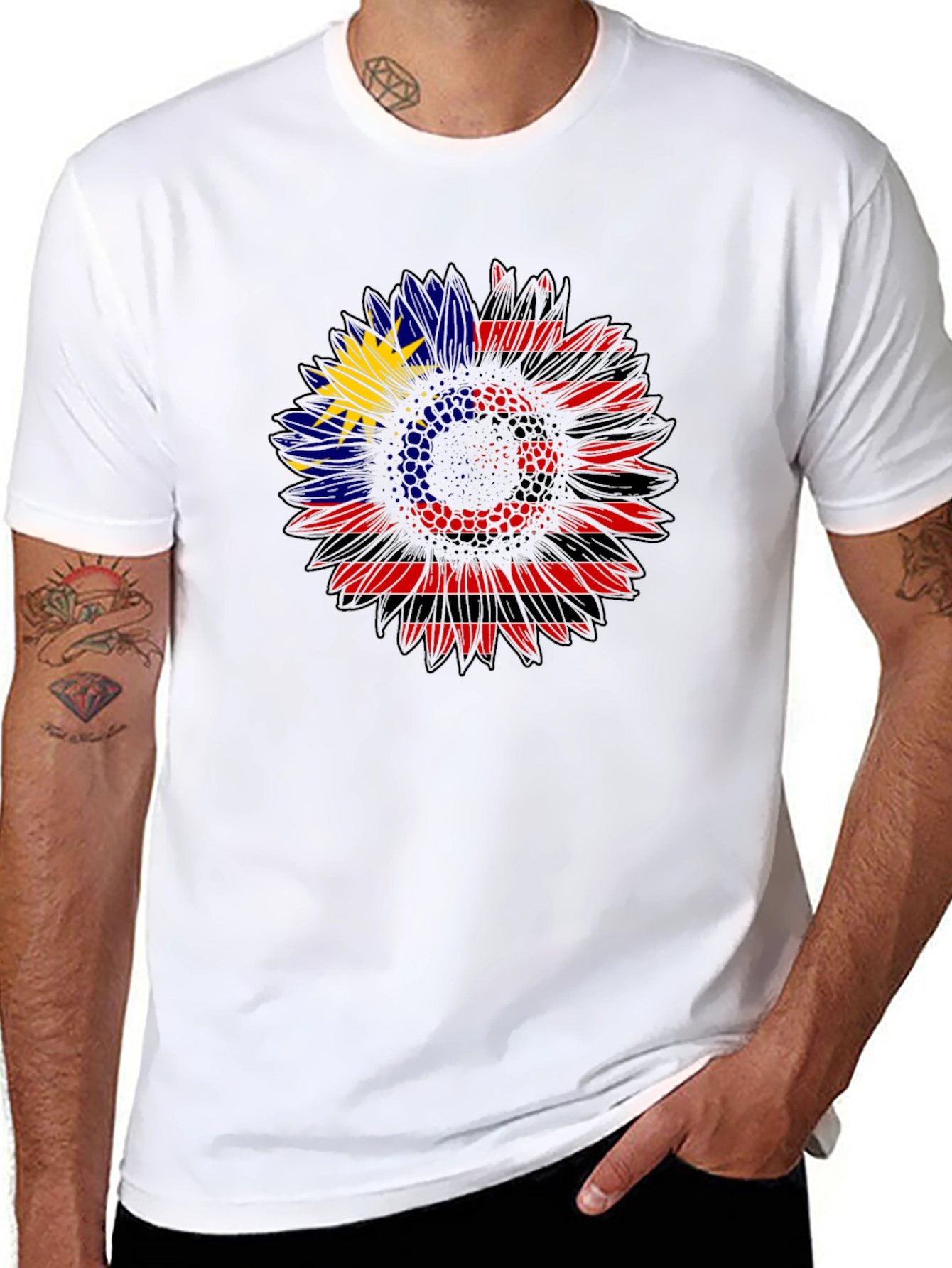 Sunflower Malaysian Flag Graphic Tee - Black