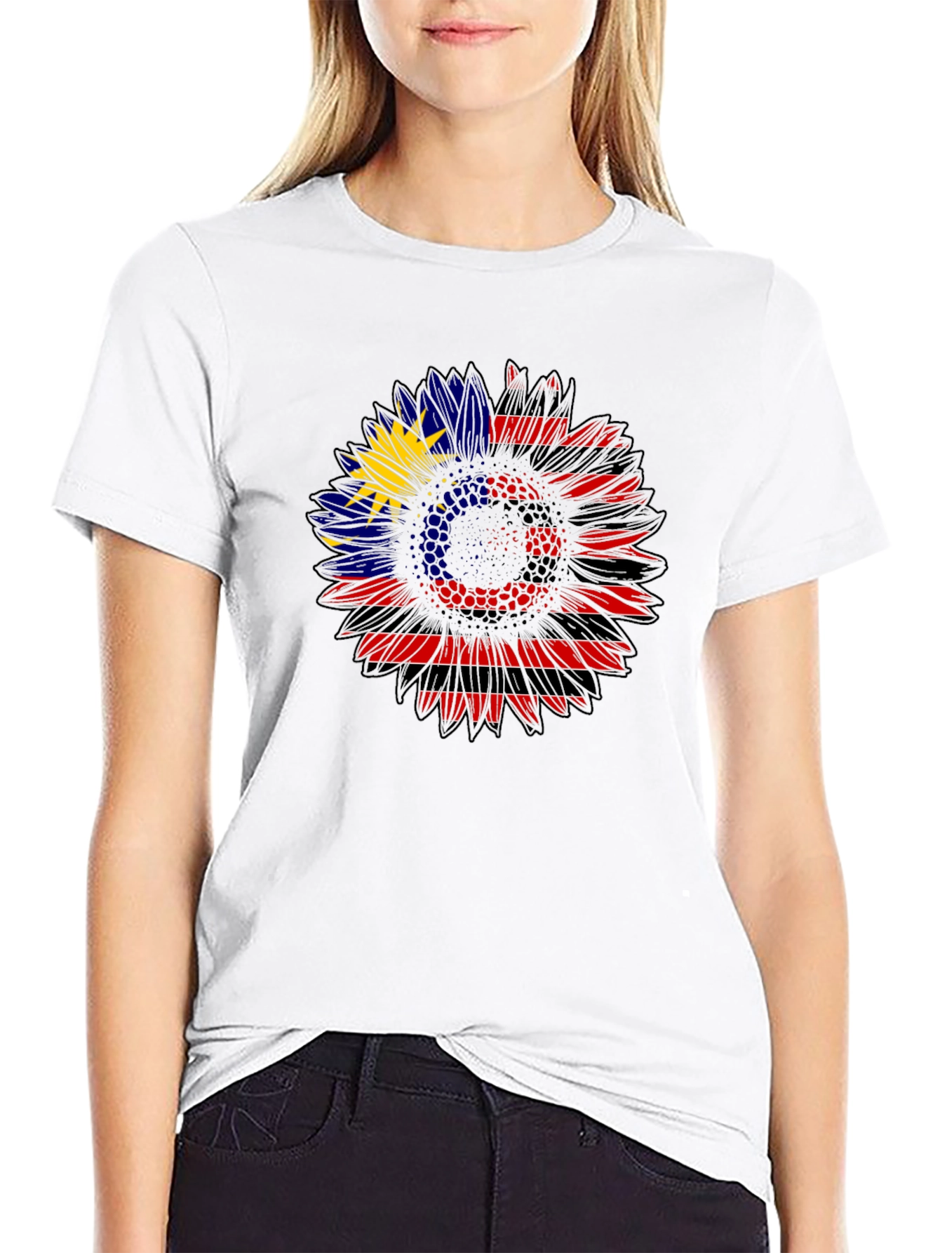 Sunflower Malaysian Flag Graphic Tee - Black