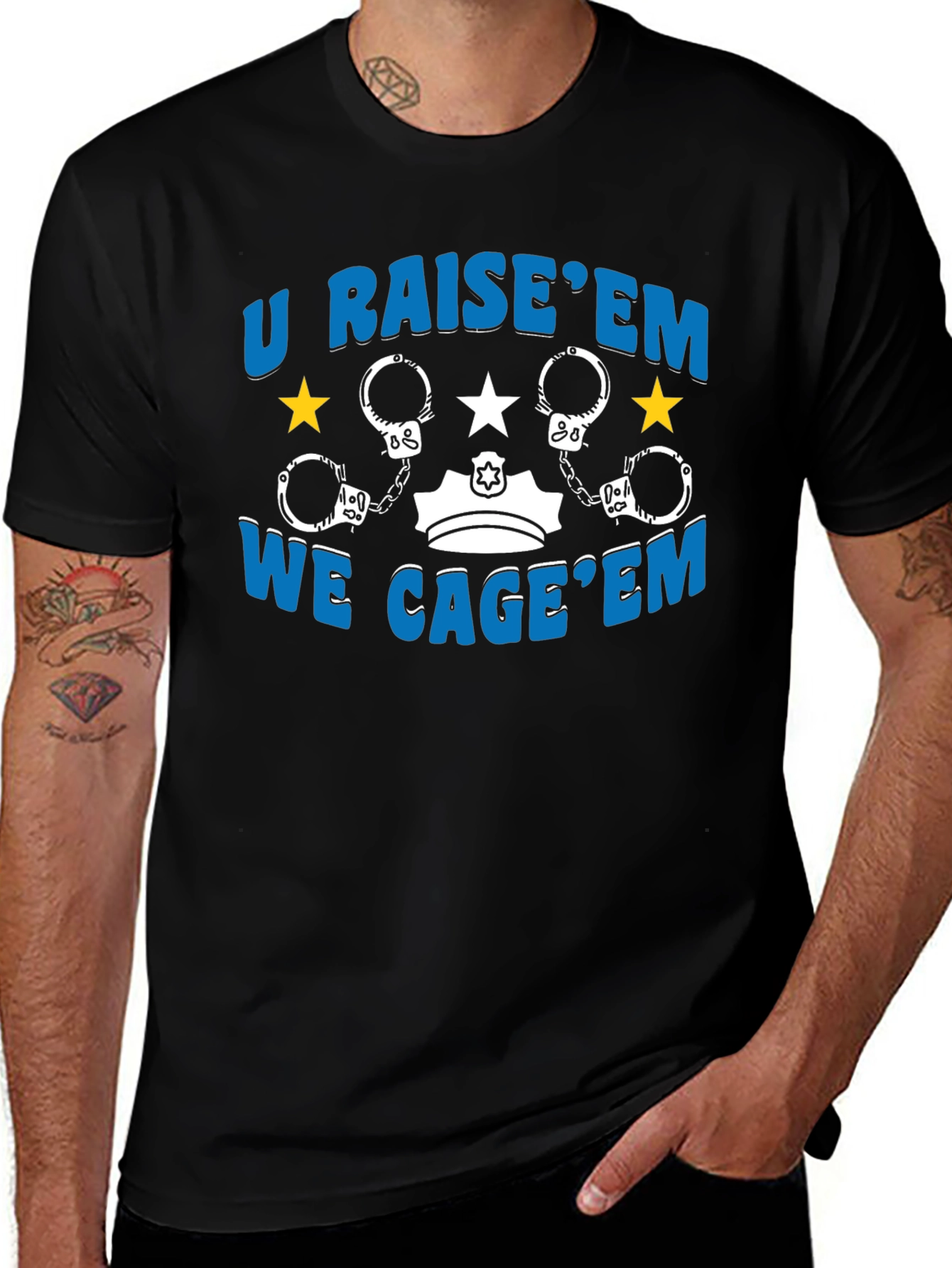 U Raise Em We Cage Em Graphic Tee