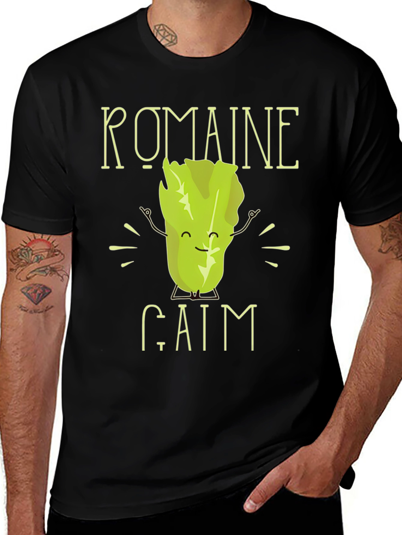 Romaine Calm Mens T-Shirt - Funny Vegetable Graphic Tee