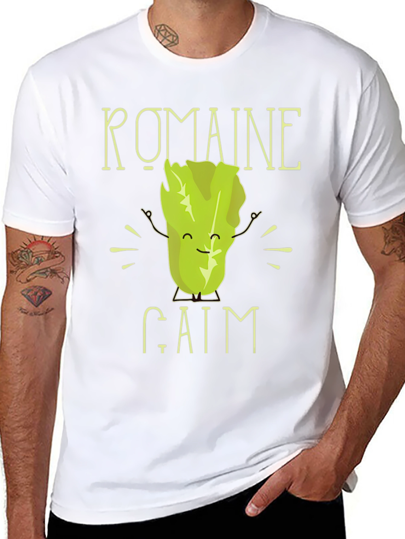 Romaine Calm Mens T-Shirt - Funny Vegetable Graphic Tee