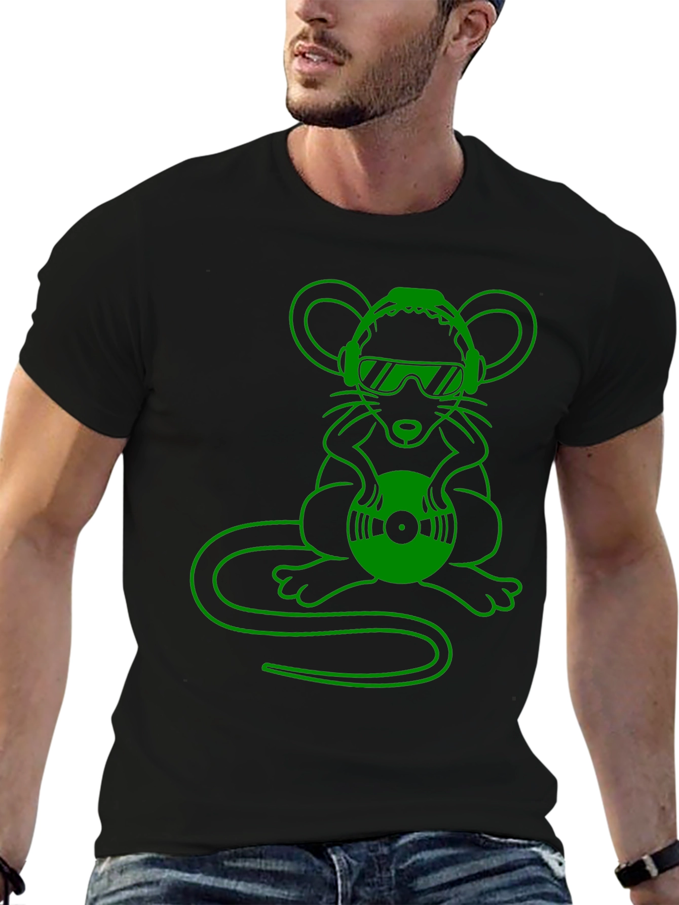 DJ Mouse Graphic Tee - Cool Black T-Shirt