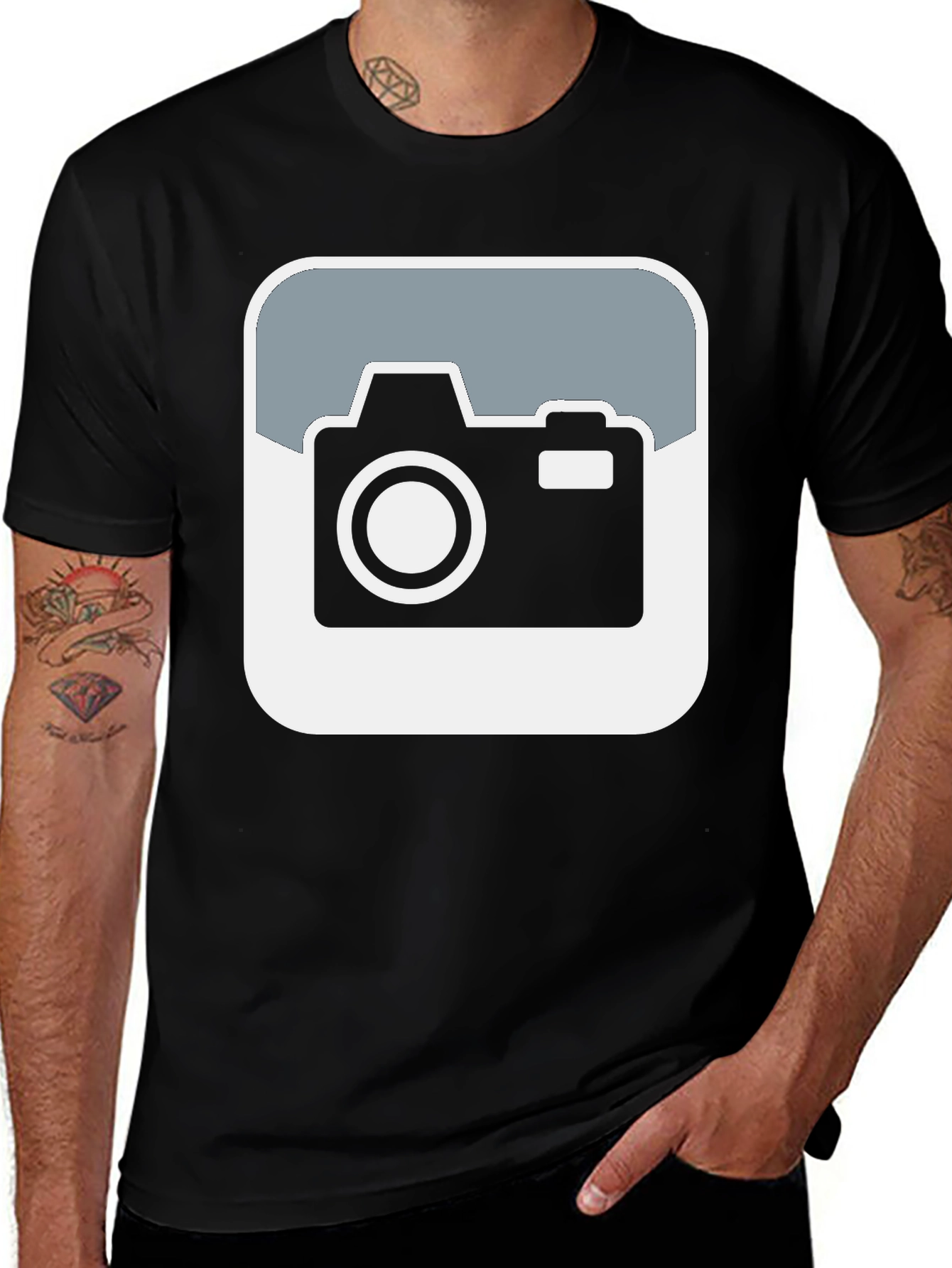 Camera Graphic Tee - Black Cotton T-Shirt