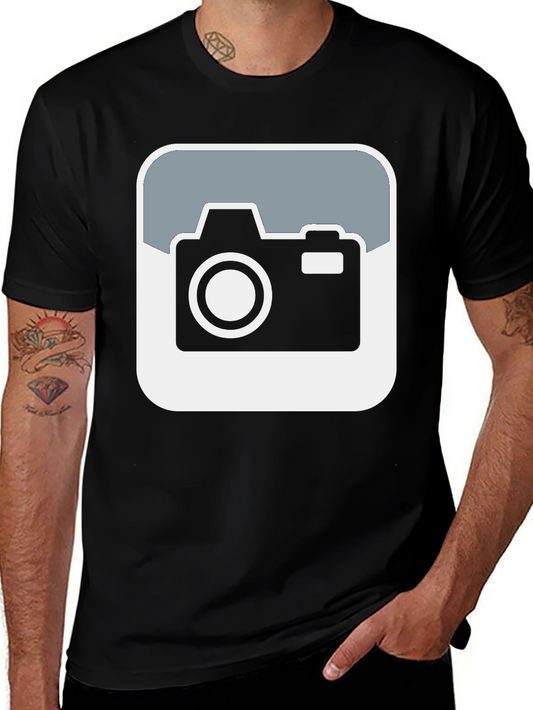 Camera Graphic Tee - Black Cotton T-Shirt