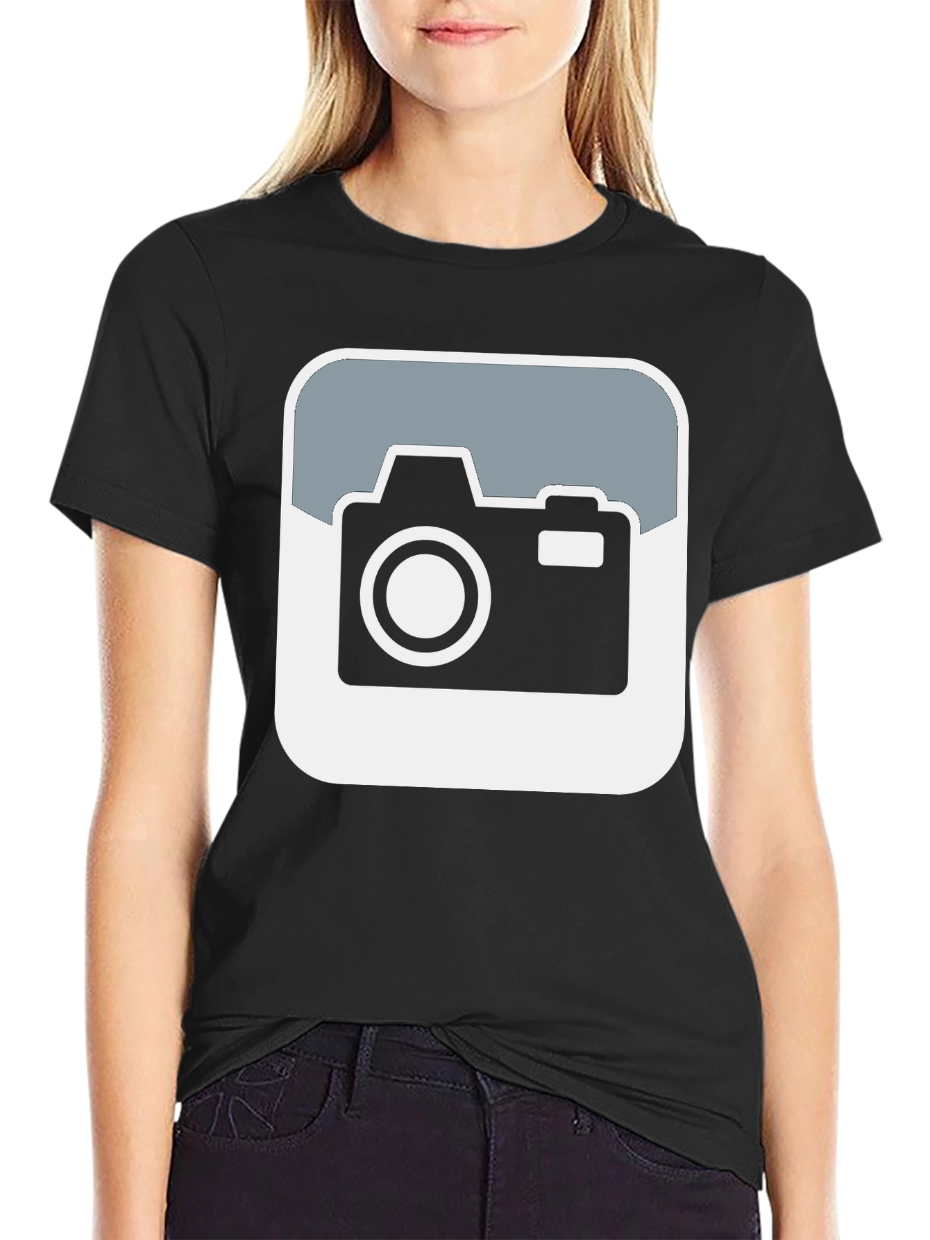 Camera Graphic Tee - Black Cotton T-Shirt