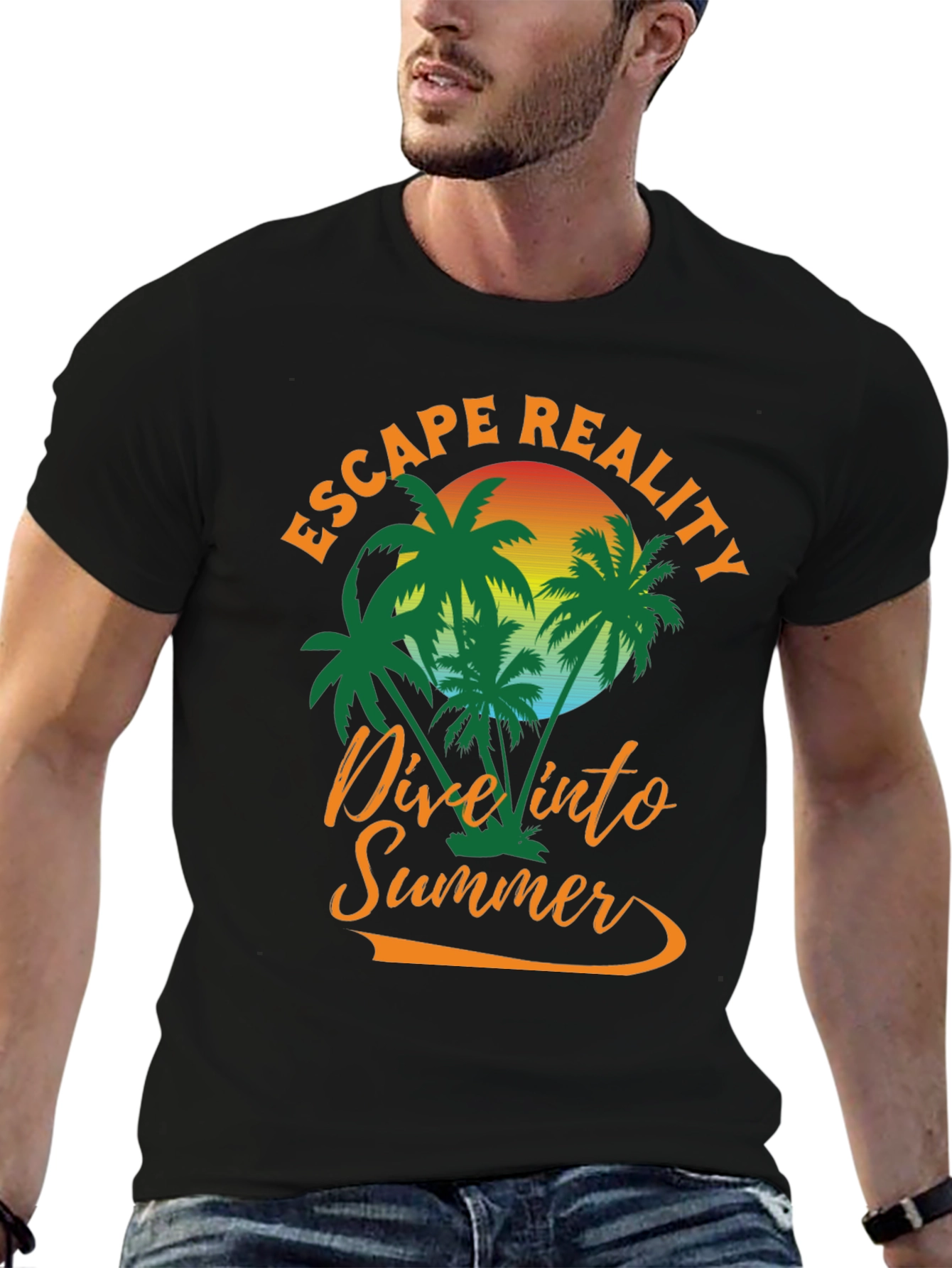 Escape Reality Mens Black Graphic Tee