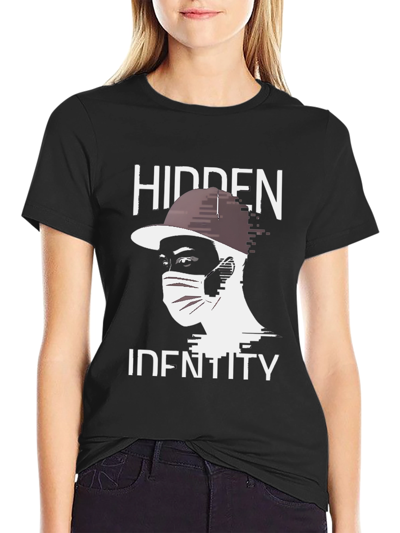 Hidden Identity Graphic Tee - Trendy Black T-Shirt