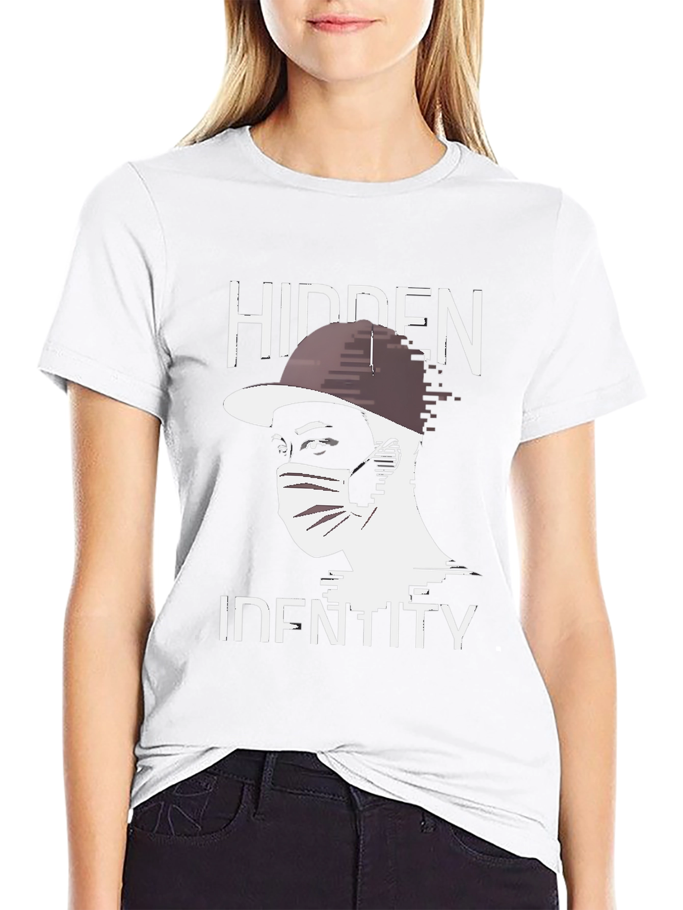 Hidden Identity Graphic Tee - Trendy Black T-Shirt