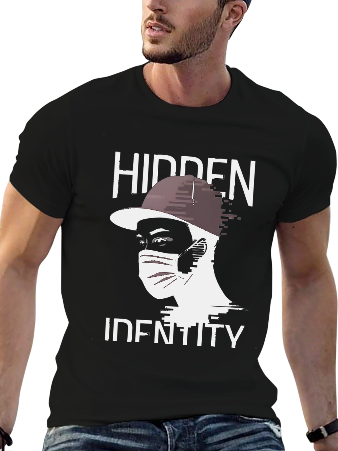 Hidden Identity Graphic Tee - Trendy Black T-Shirt