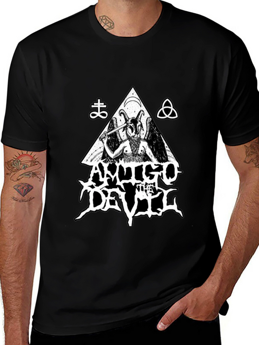 Antigo Devil Graphic Print Tee - Black Cotton