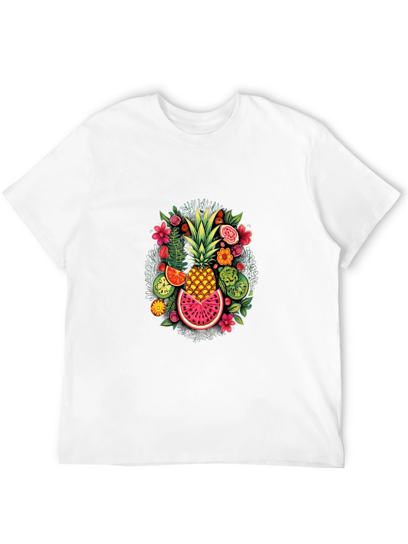 Tropical Fruit Graphic Tee - Stylish Pineapple Design