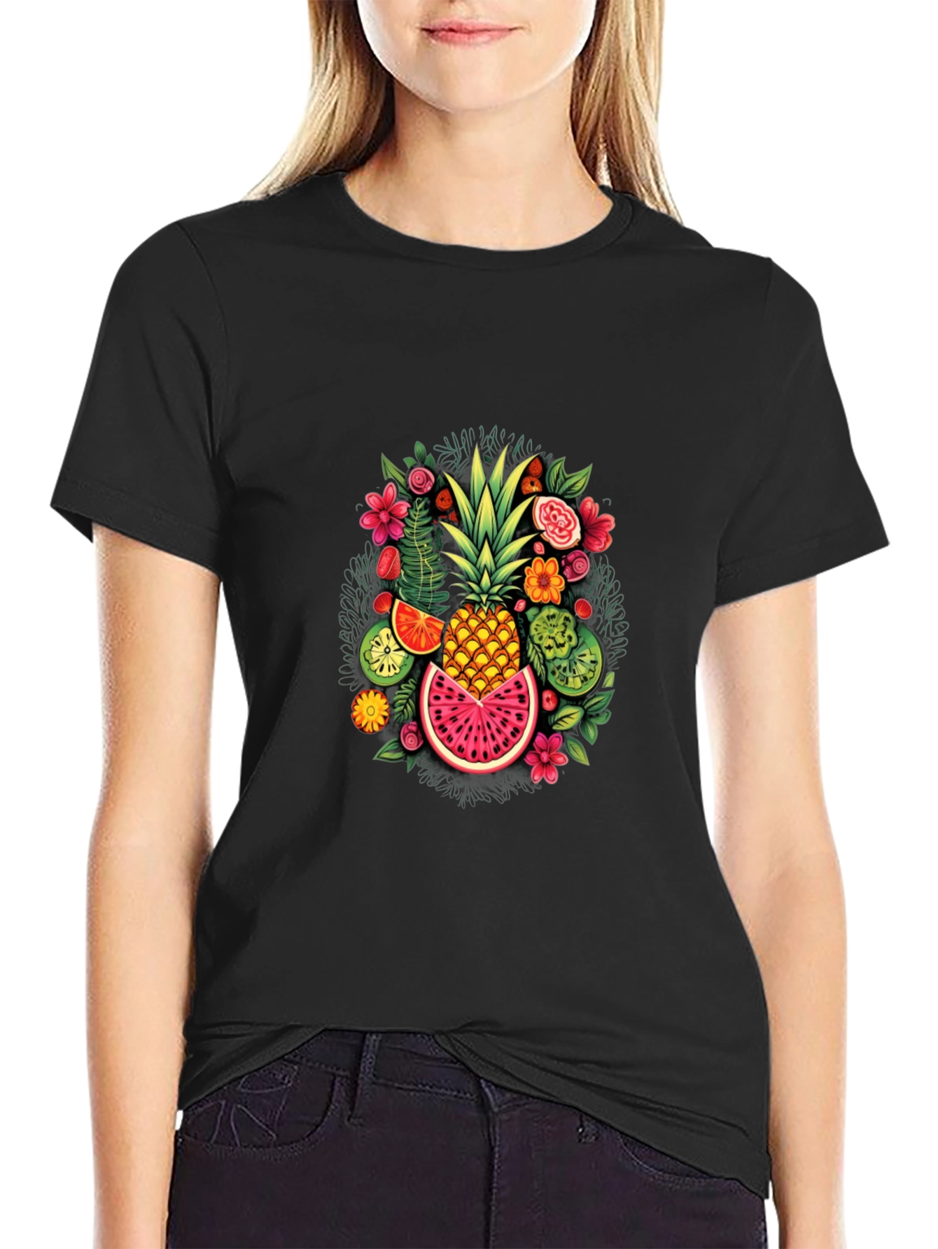 Tropical Fruit Graphic Tee - Stylish Pineapple Design