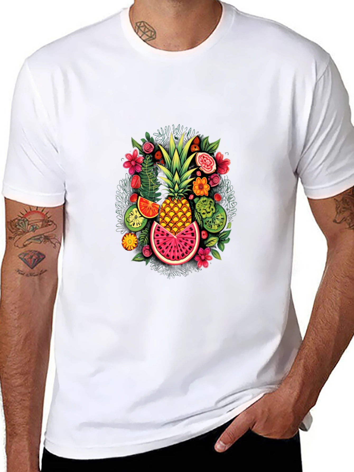 Tropical Fruit Graphic Tee - Stylish Pineapple Design