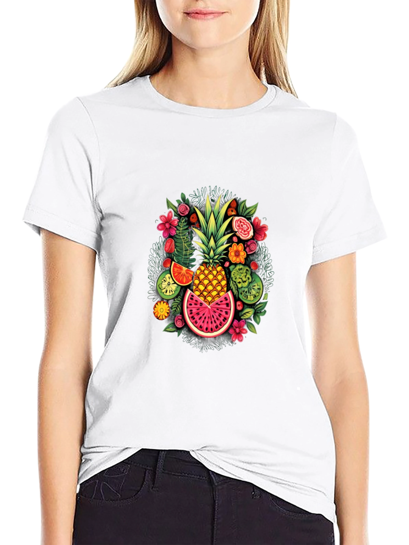 Tropical Fruit Graphic Tee - Stylish Pineapple Design