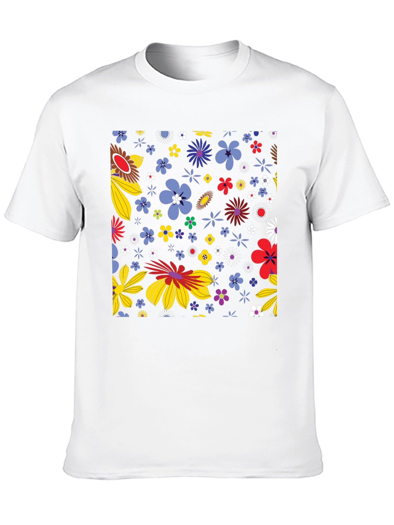 Floral Pattern Black T-Shirt