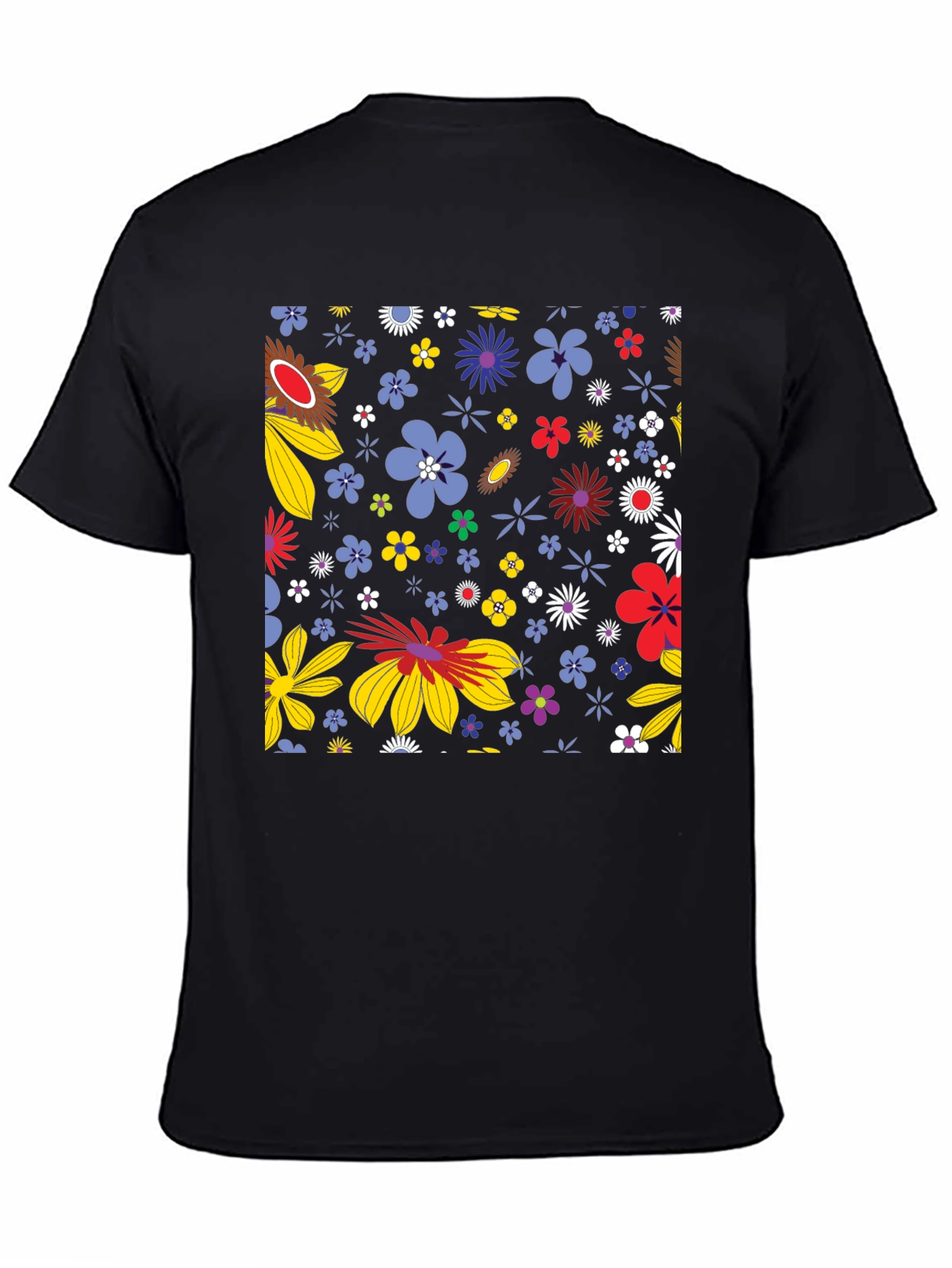 Floral Pattern Black T-Shirt