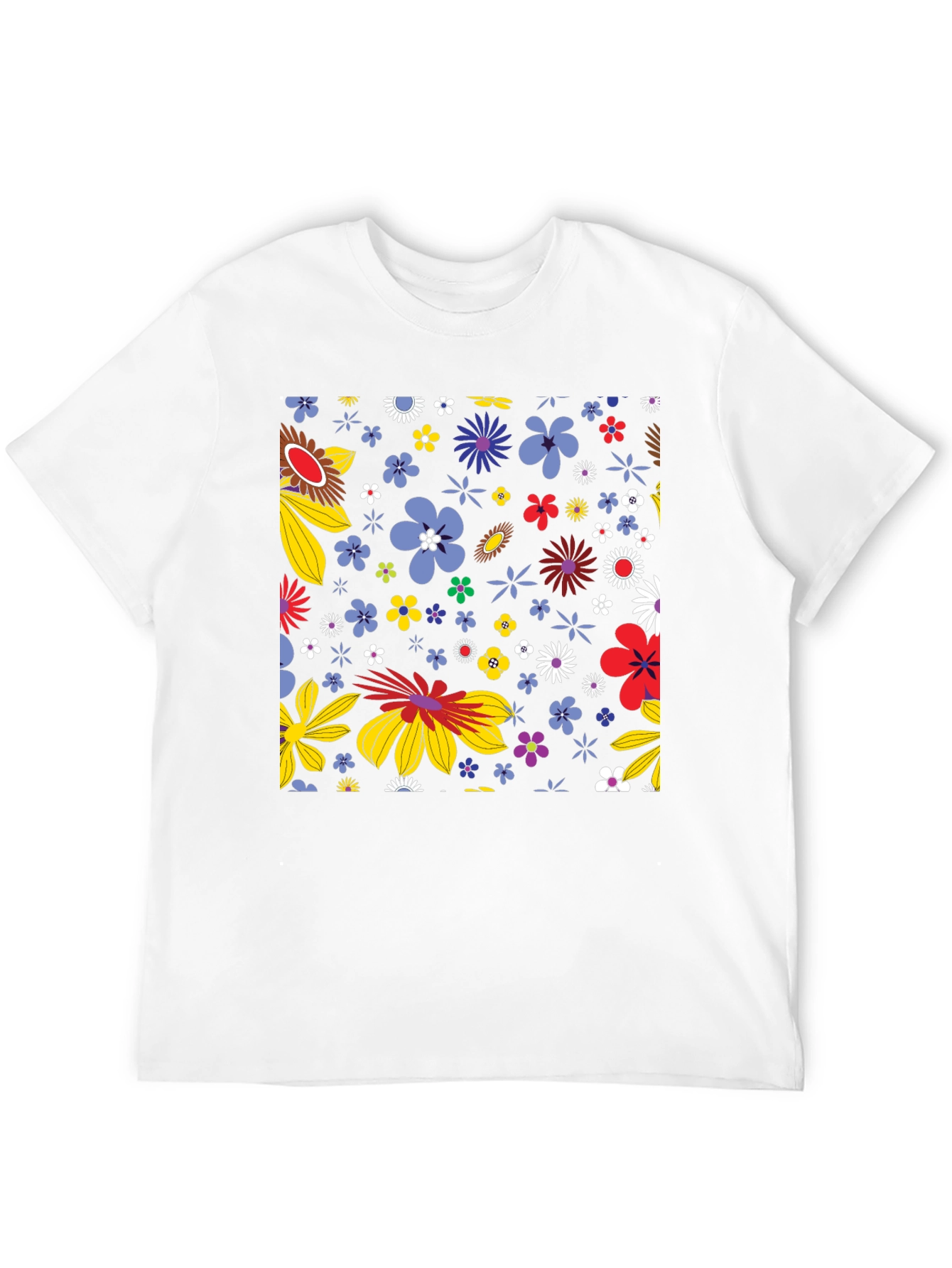 Floral Pattern Black T-Shirt