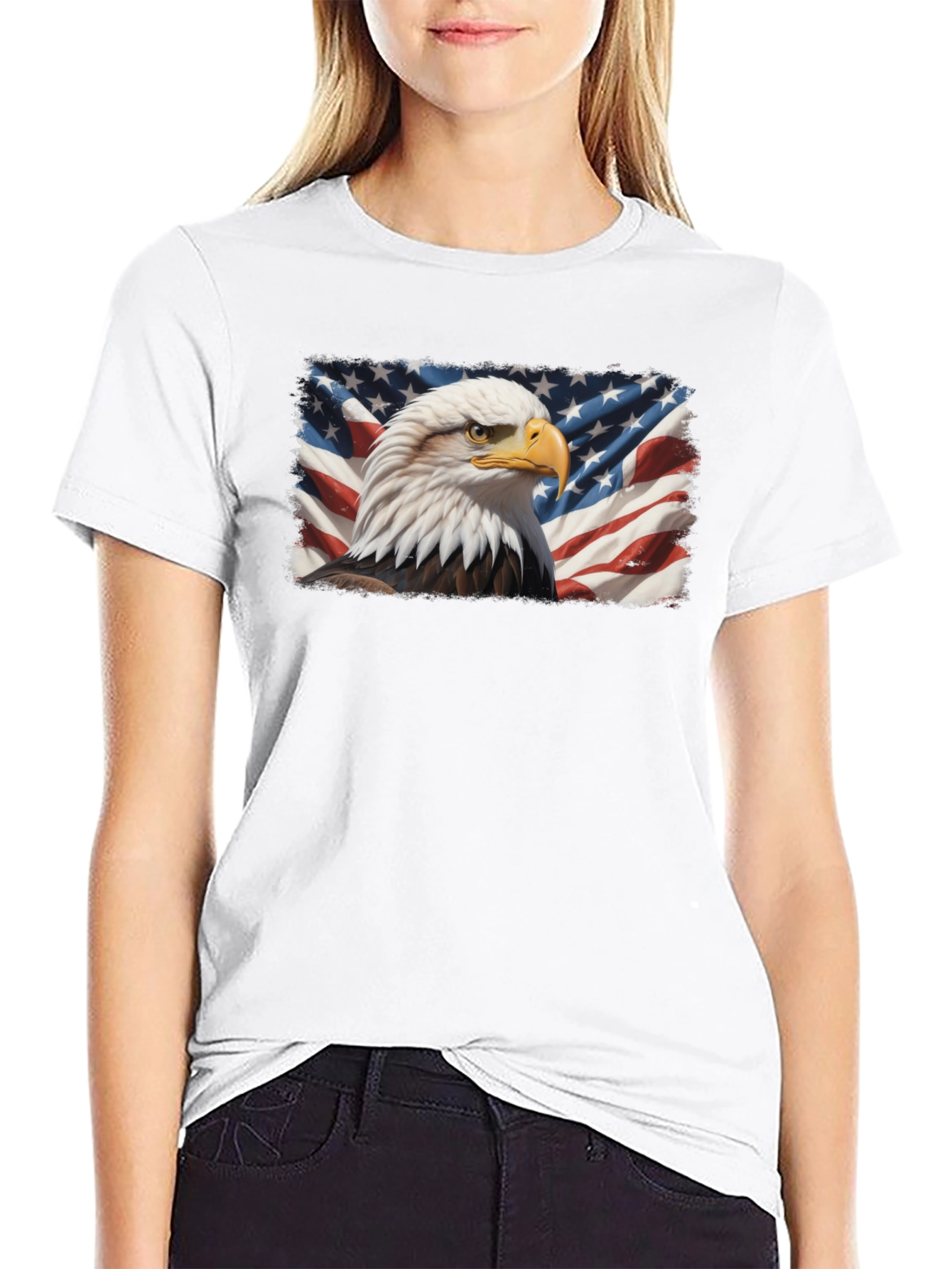 Bald Eagle & US Flag Graphic T-Shirt