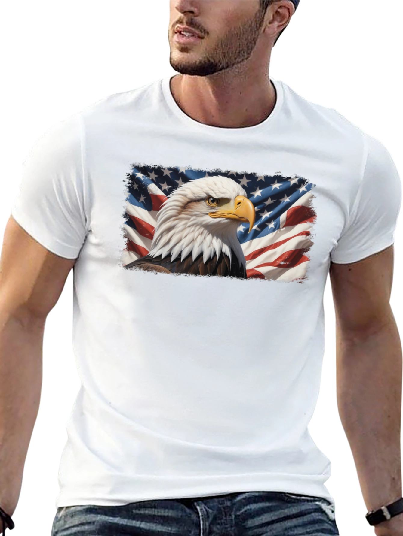 Bald Eagle & US Flag Graphic T-Shirt